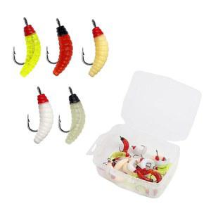 시미마크 30pcs/박스 인조 구더기 파리 낚시 미끼, 시뮬레이션 습식 송어 벌레 미끼 고리, 도구