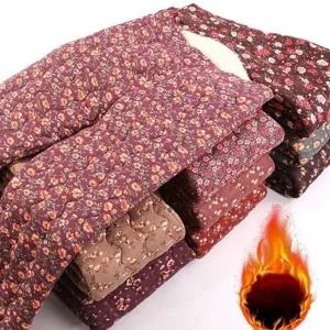 여성 겨울 기모 팬츠 데일리 꽃무늬 어머니 여성 기모 패딩 팬츠 바지 외출용 보온