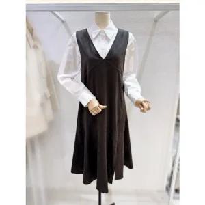 [갤러리아] [LAP]브이넥 뒷리본 스웨이드롱원피스 (AR4WOA65)