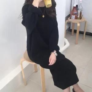 무지 후드니트원피스 가을롱원피스 니트원피스 봄 (WFKMNVB)