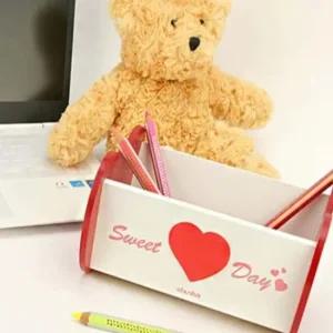 우드 하트 문구정리 접시 수납대 사무용품 거치대 핸드메이드 디자인