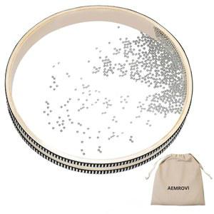 드럼 씨 12인치 - 하드우드 쉘과 웨이브 비즈 명상, 휴식, 요가, 스트레스 해소를 위한 사운드 힐링 악기 보관 가방