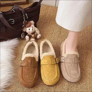 [라일리] Rly 여성 스웨이드 뽀글이 슬립온 로우 단화 겨울 신