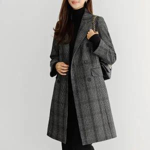 (~88size)[THE BLACK] 체크더블울롱코트 OUE6032_DO