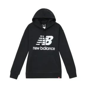 뉴발란스 NB 에센셜 스택드 로고 오버사이즈 후드티 블랙 여자 스포츠 트레이닝 긴팔 후디 WT03547-BK