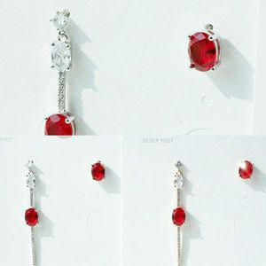 [NS홈쇼핑][애슬릿] 디아나 언발 레드 큐빅 롱 드롭 귀걸이[29423456]