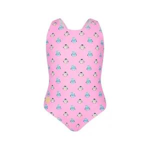 [아레나수영복] 아이스 펭귄 아동 원피스 U백 (끈주머니증정) A3FG1GO23 PNK