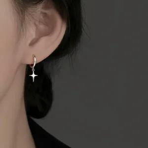 925 스텔링 실버 별 원터치 링귀걸이 