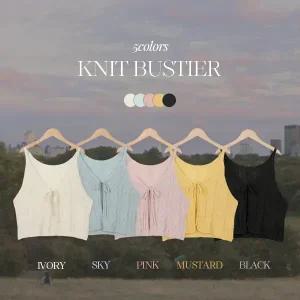 핫핑 [5컬러][레이어드템] 콜미베 브이넥 리보닝 케이블 니트뷔스티에