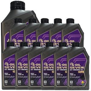 에스오일 세븐 4T 라이더 9 MA2 10W40 1L x 12개 1박스 100% 합성유 JASO MA2 고성능 4행정 바이크 오토바이 엔진오일