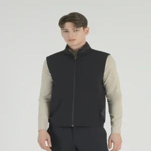 헤지스 골프 25SS 블랙 남성 저지 하이브리드 풀집 베스트 HUJU5A213BK