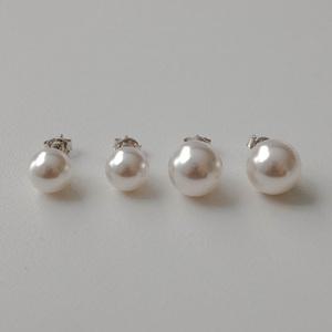 8mm 10mm 스왈진주 귀걸이 베이직 그레이진주이어링 웨딩 혼주 