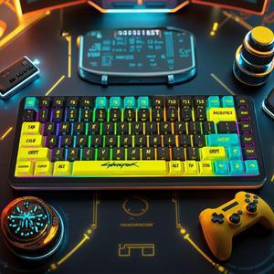 129 키 사이버 펑크 캡 체리 프로필 측면 새겨진 반투명 PBT 맞춤형 적응 Wooting