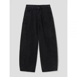 에잇세컨즈청바지 여성 와이드핏 기모 흑청 블랙진 데님 팬츠 RB893