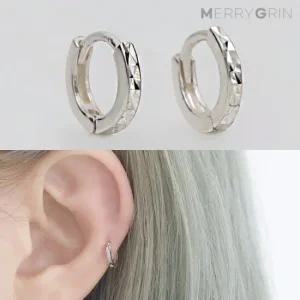 [메리그린] 925 SILVER 실버 미니 컷팅 링 귀걸이