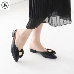 [애슬릿] 뮬 블로퍼 구두 슬리퍼 리본 큐빅 캐주얼 여성