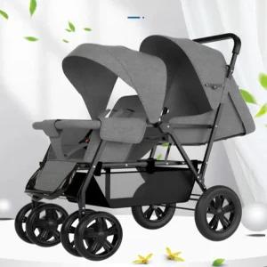 쌍둥이 트윈 접이식 2인용 연년생 스트레치 경량 그레이 나들이 더블 휴대용