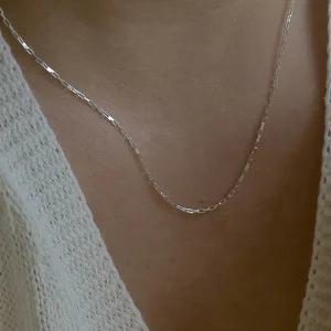 925실버 민자 이태리체인 목걸이 심플 사각체인 실버목걸이