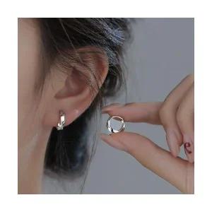 6mm 925 실버 미니 볼드 원터치 링 은 귀걸이 N242