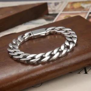 S925 순은남성팔찌 스털링 실버 13mm 쿠바팔찌 패션 광택 두꺼운 주얼리 ACC
