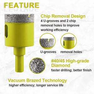 SANLEETEK 드라이 다이아몬드 코어 드릴 비트 직경 20-38mm 타일 홀쏘 삼각 샹크 세라믹 포세린 화강암 석