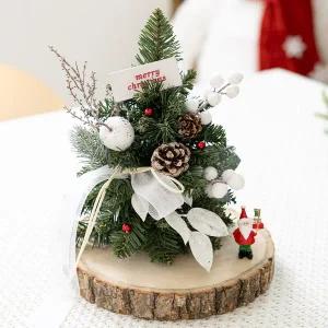 [플라워트리]크리스마스 미니트리 완제품 풀세트 화이트열매 20x27cm 나무 테이블 탁상용 장식 소품 꾸미기