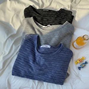 핫핑 [롱슬리브/여리핏] 웬드리 오버핏 스트라이프 슬럽 니트지 맨투맨티셔츠