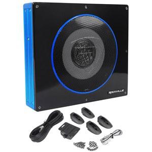 로크빌 RW8CA 600W 로우 프로파일 언더시트 액티브 카 서브우퍼, 2옴, 딥 베이스, 슬림 디자인, 쉬운 설치, 자동차 오디오 애호가에게 완벽합니다