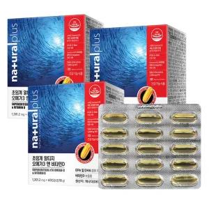 내츄럴플러스 초임계 알티지 오메가3 앤 비타민D 60캡슐 X 3개 혈행 기억력 개선 뼈 유지 형성 캐나다직수입