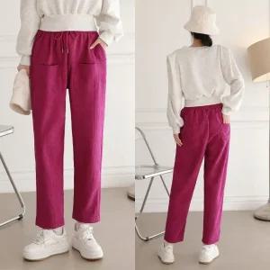 여성 겨울 기모 골덴 앞포켓 일자 배기 바지 밴딩 팬츠 PN0256S