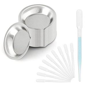 18개의 PCS 스테인리스 스틸 페인팅 컬러 팔레트와 10개의 3ml 아이드롭, 아티스트 수채화 물감 혼합 팔레트 트레이, DIY 아트 공예 그림을 위한 안료 컵, 모델 페인팅(은색)