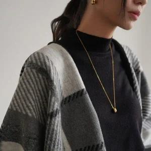 [하프클럽/]프린지 체크 숄 가디건