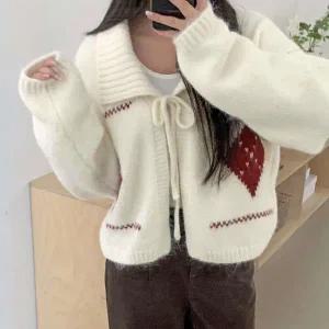 [하프클럽/]여자 스트랩 다이아 스웨터 빅카라넥 가디건