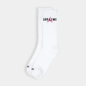 [슈프림] X 조던 크루 삭스 양말 2팩 화이트 HF1398-010
