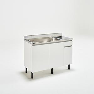 유코스 완제품 주방 사무실 원룸 탕비실 스텐 상판 보급형 싱크대 - 1200 개수대(좌) 화이트