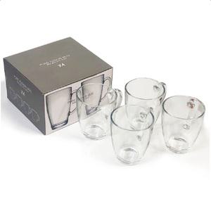 퓨전머그 4P 375ml 유리잔 물잔 투명컵 머그잔 세트