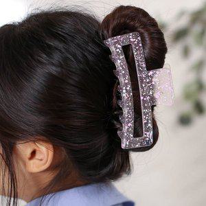 [굿즈트리][엔젤슈슈] 페인팅 사각 대왕 집게핀 반투명핑크