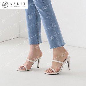 [애슬릿] 국내 생산 심플 얇은 투 스트랩 하이 힐 슬리퍼