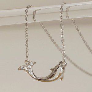 [메리그린] 925 실버 SILVER 법정 순은 돌핀 큐빅 목걸이