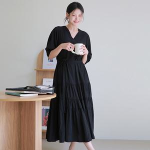 [르포엠]에블린 셔링 티어드 원피스 2종세트