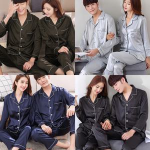 커플잠옷 가을 남성 여성 긴팔 파자마 홈웨어 신혼 수면잠옷 세트