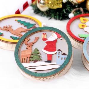 크리스마스 어린이 MDF 원형 무드등 만들기 세트 산타 루돌프 조명 인테리어 성탄절 돌봄교실 미술 방과후