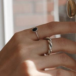 925실버 블랙오닉스 원석반지 심플 오발 천연석 반지 