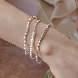 925실버바 밴딩팔찌 천연 담수진주 밴딩은팔찌 믹스볼팔찌