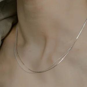 925실버 얇은 실목걸이 스네이크 트위스트 한줄목걸이 