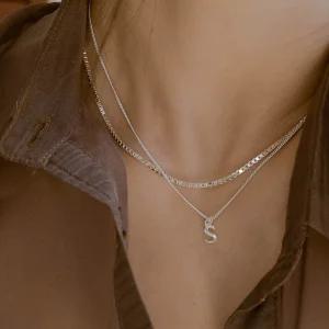 925실버 이니셜 초커목걸이 미니멀 알파벳 한 줄목걸이 
