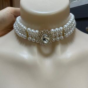 [당일발송] 여왕 왕 큐빅 진주 초커 목걸이 공주 신부 웨딩촬영 시상식 파티 뮤직비디오 바디프로필 공연
