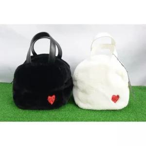 정품/여성  엘르골프 겨울 폼폼 토드백 카트백 화이트  블랙/귀여워요