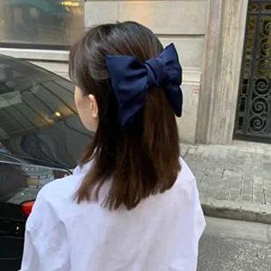 여성스러운 대왕 리본 머리핀 집게핀 삔 선택 네이비-W82B6D1