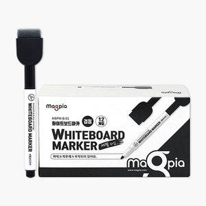 [모두쇼핑]화이트보드 마카펜 블랙 12P 지우개겸용 보드마카 화이트보드마카 화이트보드펜 자석보드마카 지